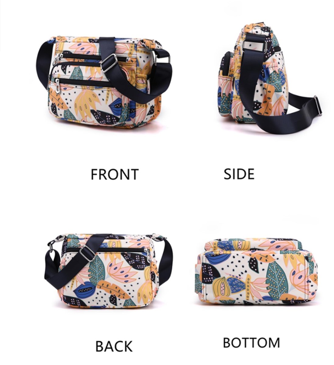 Crossbody Bag Satchel Purse with Multi Zipper Pockets - Lily Bloom