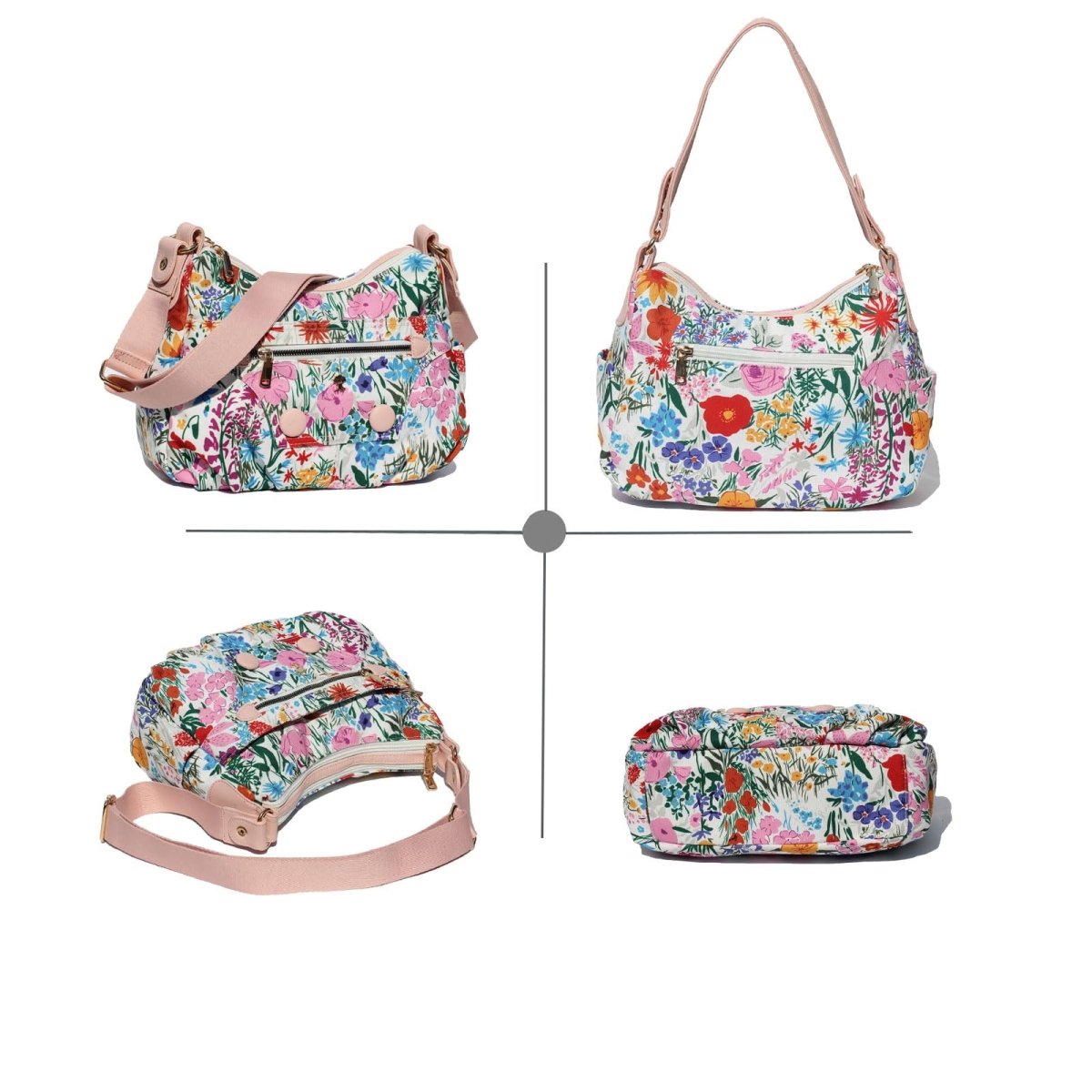 Crossbody Bag with 2 Detachable Straps - Lily Bloom