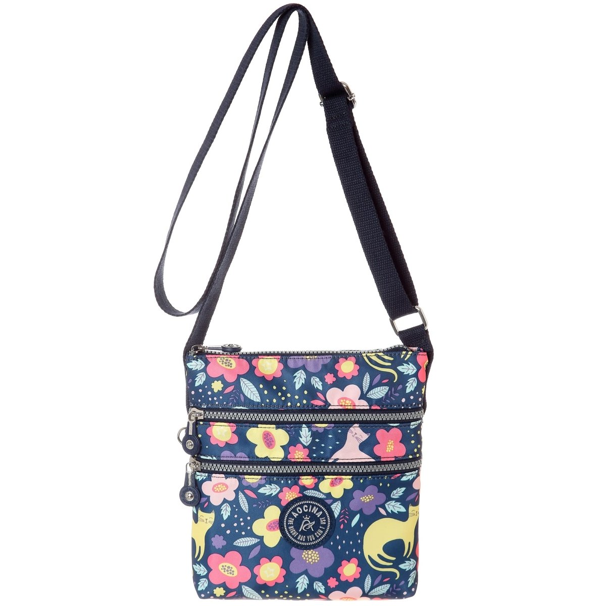 Crossbody Lightweight Shoulder Purse Multi Zipper Pockets - Lily Bloom