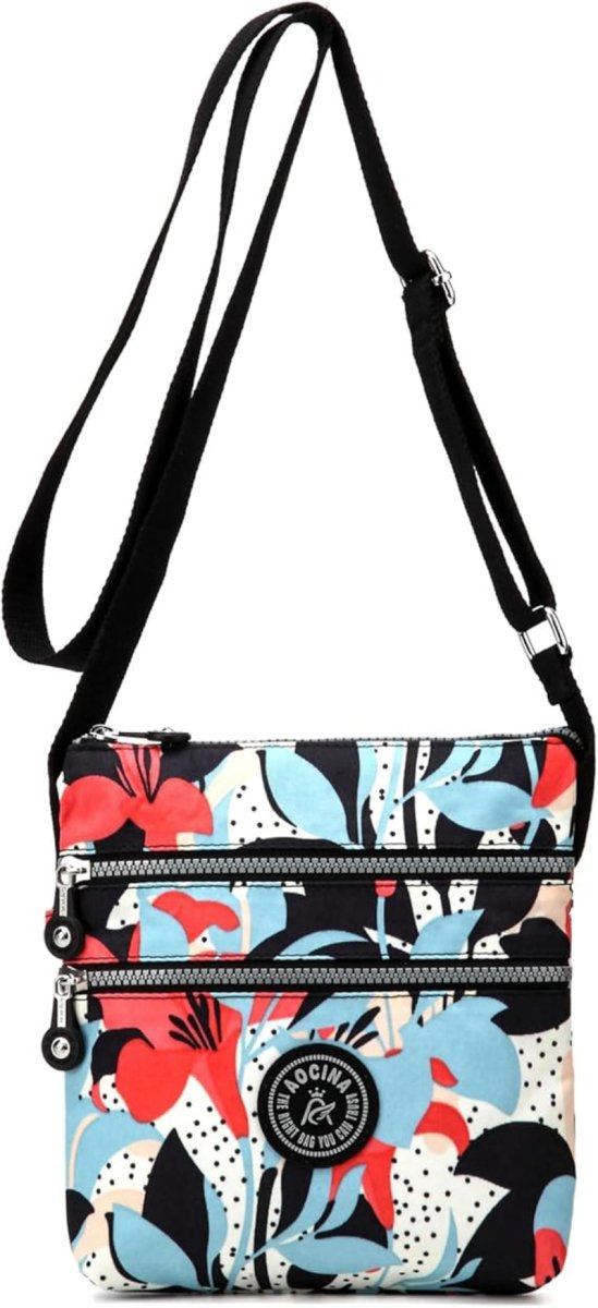 Crossbody Lightweight Shoulder Purse Multi Zipper Pockets - Lily Bloom
