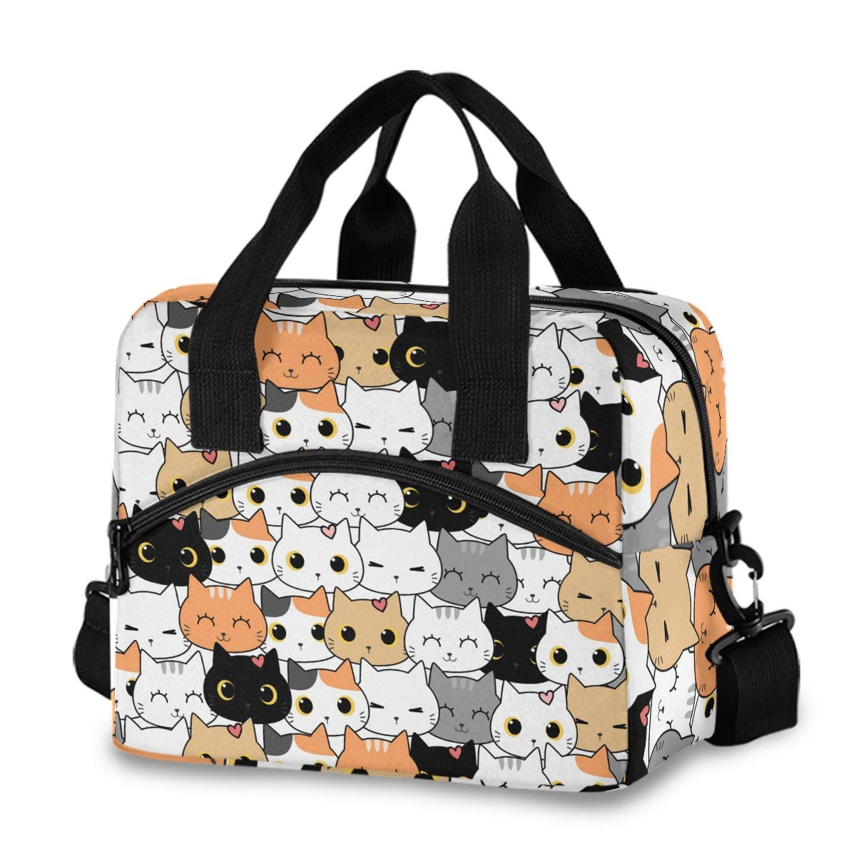 Cute Cats Insulated Lunch Bag Adjustable Shoulder Strap - Lily Bloom