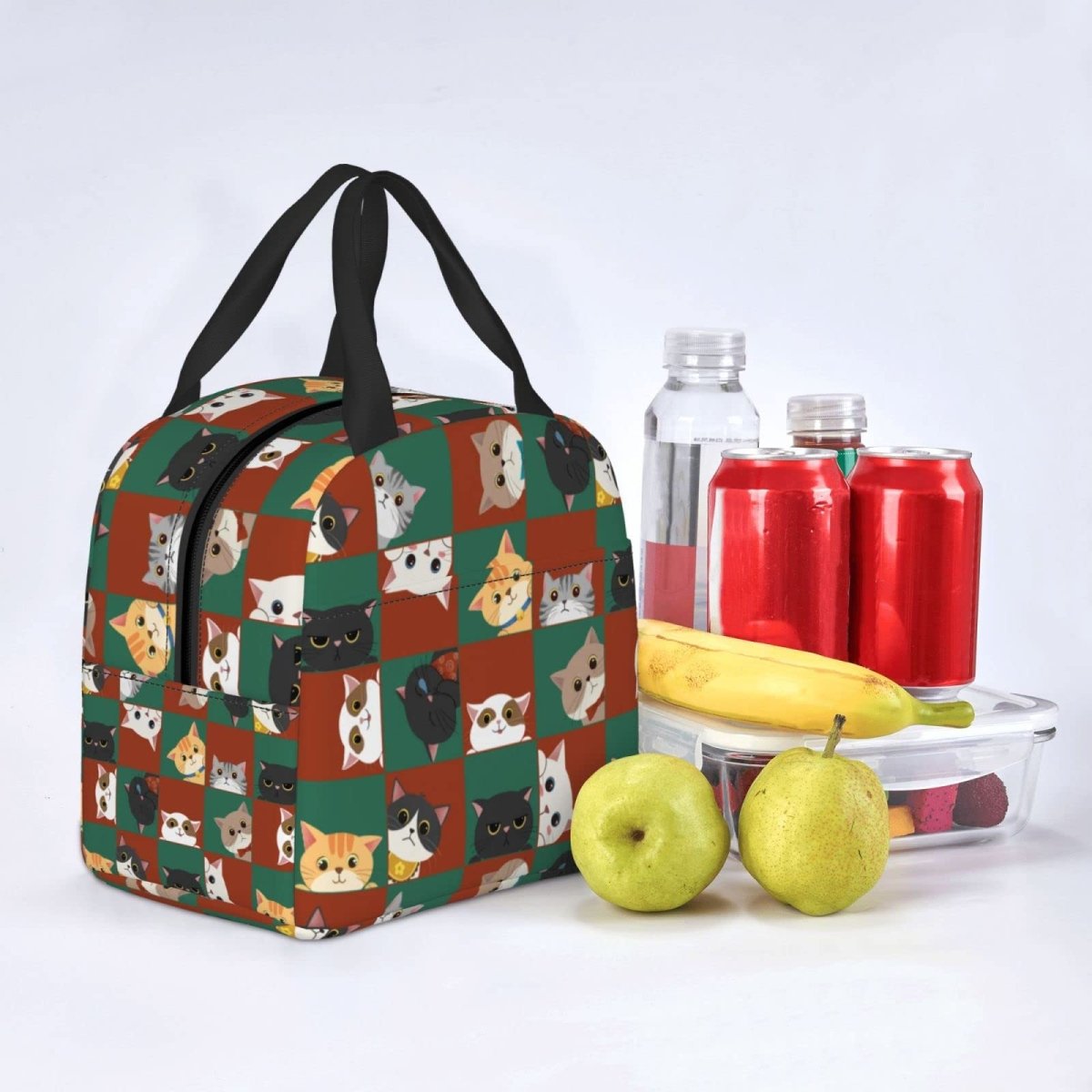 Cute Insulated Cat Lunch Box Reusable Lunch Tote for Office Work Picnic - Lily Bloom