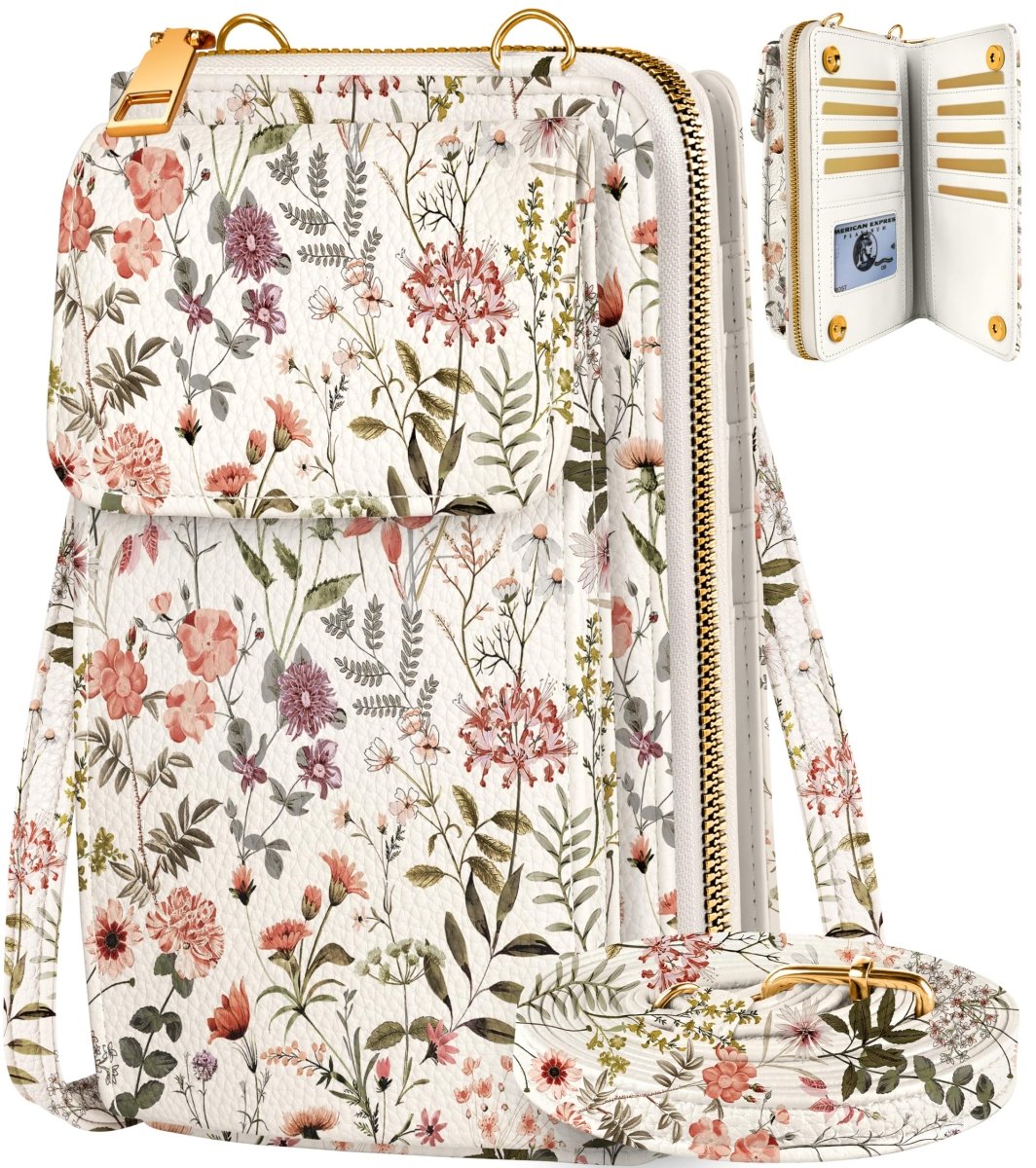 Cute Leather Cellphone Wallet Purse Crossbody Bag for Women - Lily Bloom