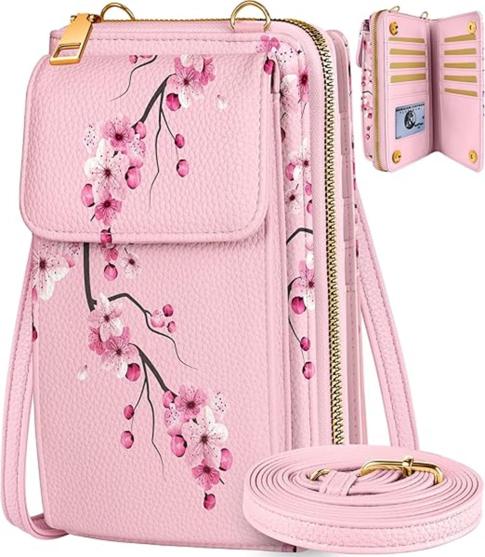 Cute Leather Cellphone Wallet Purse Crossbody Bag for Women - Lily Bloom