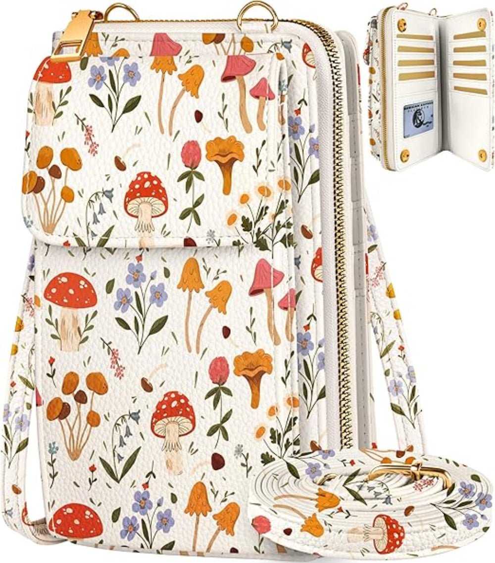 Cute Leather Cellphone Wallet Purse Crossbody Bag for Women - Lily Bloom