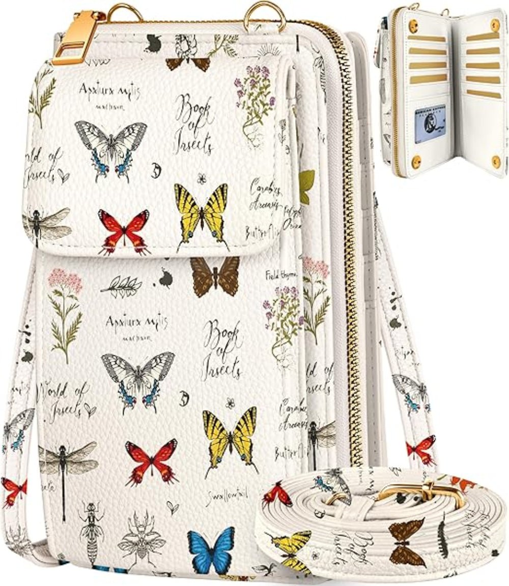 Cute Leather Cellphone Wallet Purse Crossbody Bag for Women - Lily Bloom