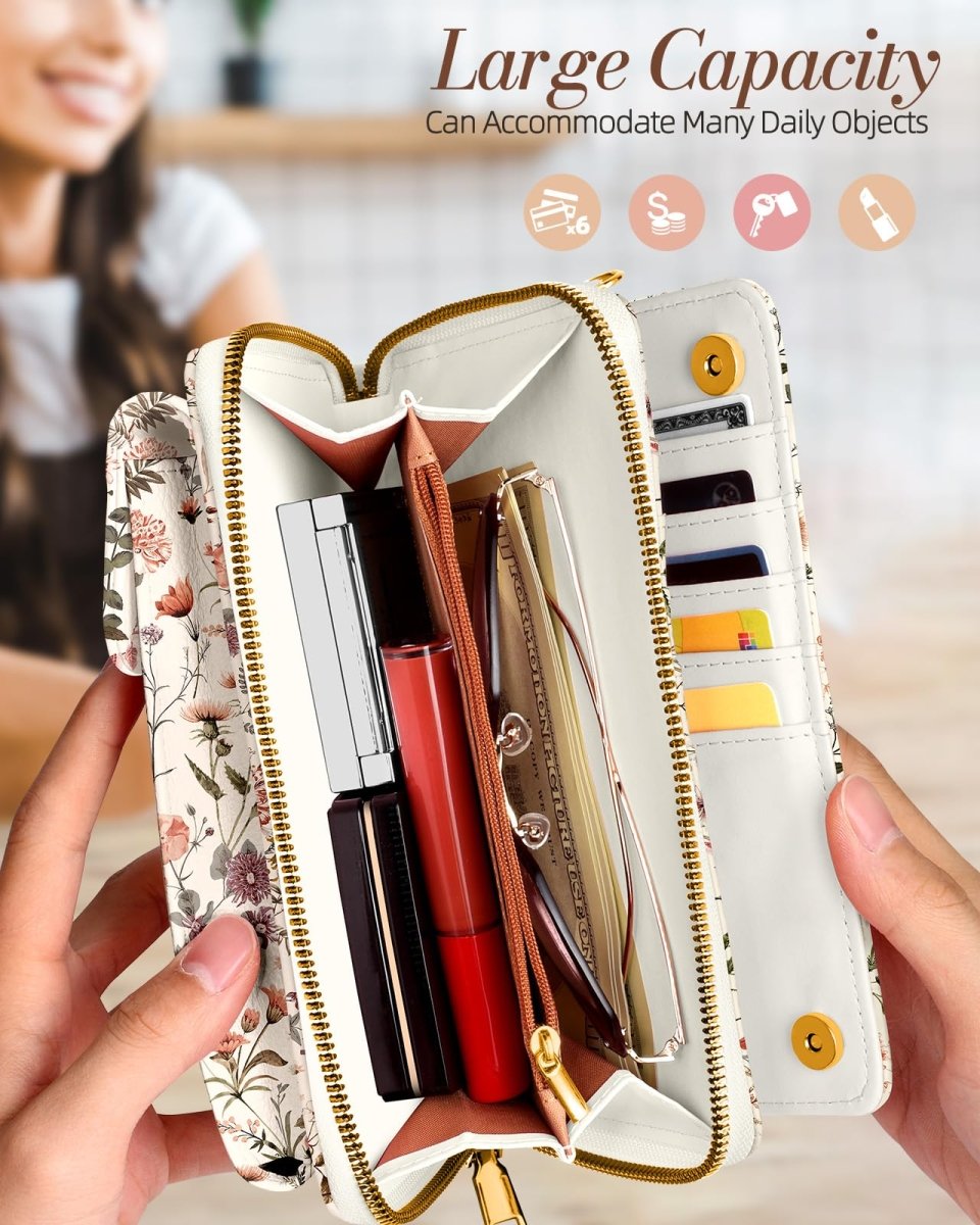 Cute Leather Cellphone Wallet Purse Crossbody Bag for Women - Lily Bloom