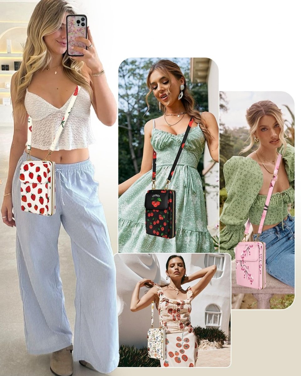 Cute Leather Cellphone Wallet Purse Crossbody Bag for Women - Lily Bloom