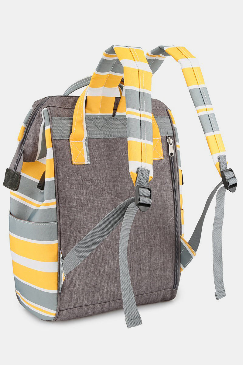 Striped Waterproof Nylon Backpack Bag with Side Pockets - Lily Bloom Store