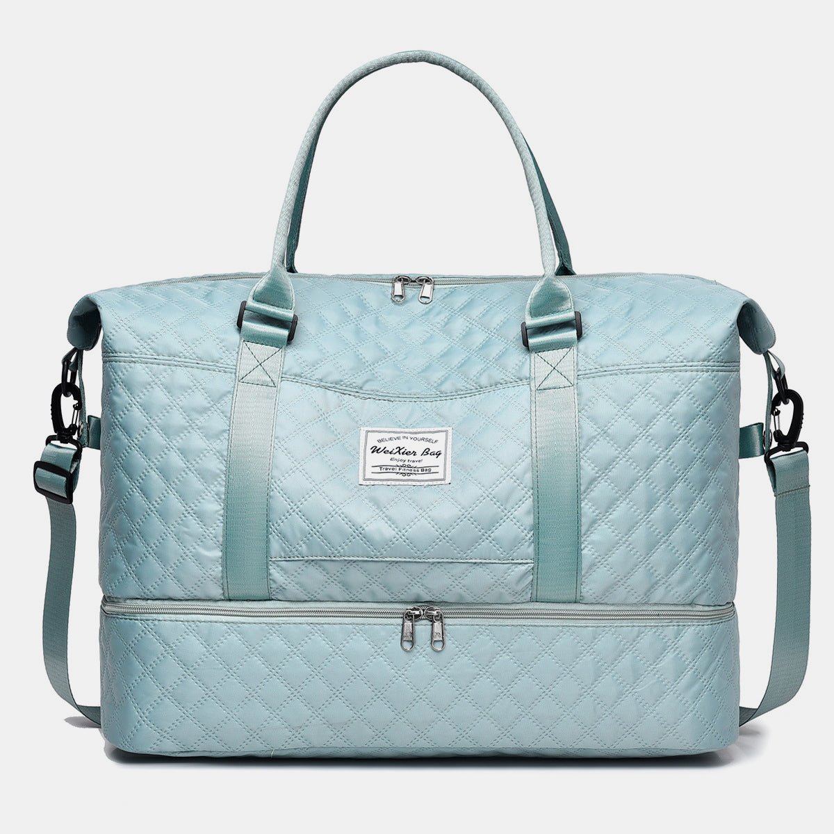 Diamond Grid Oxford Travel Bag - Lily Bloom