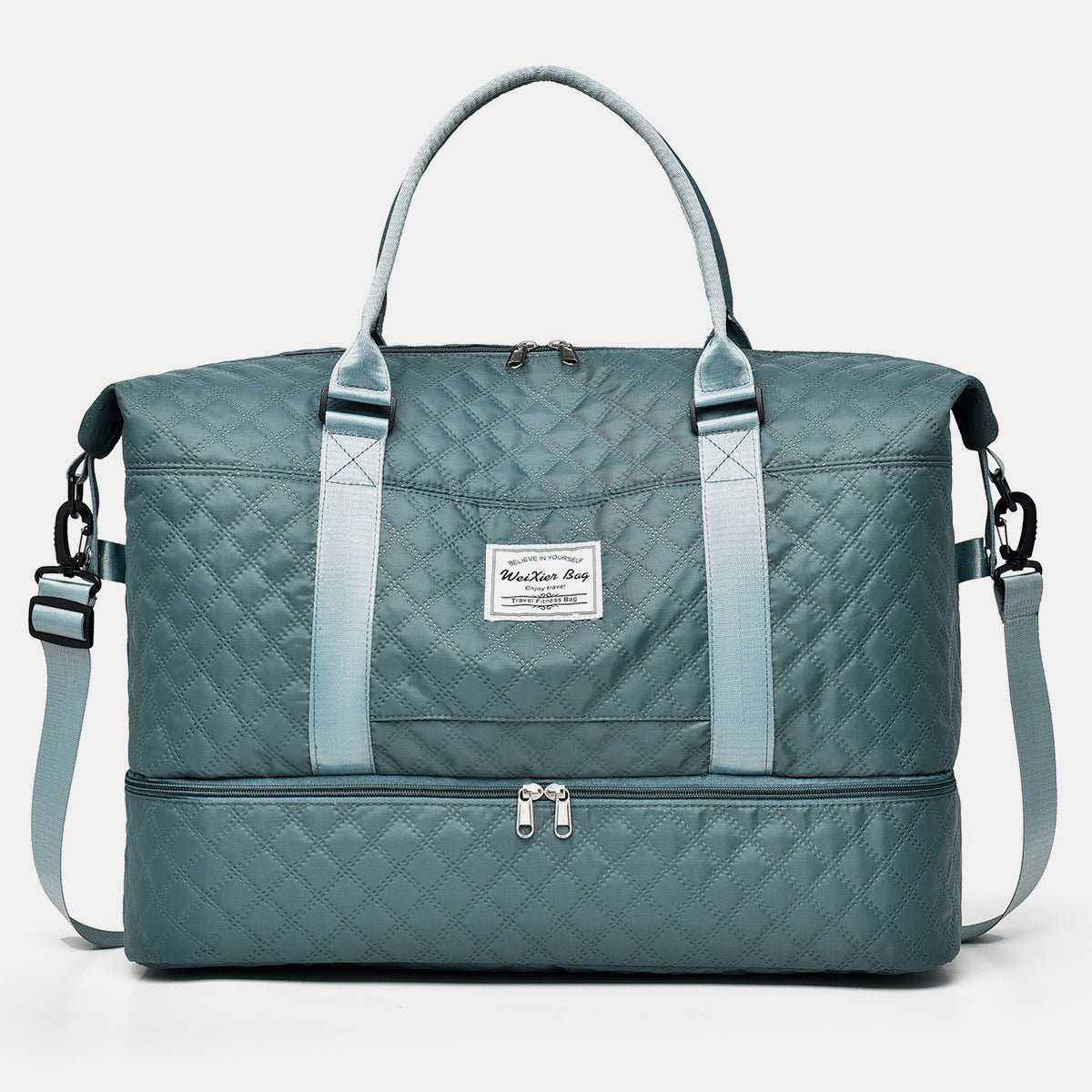 Diamond Grid Oxford Travel Bag - Lily Bloom