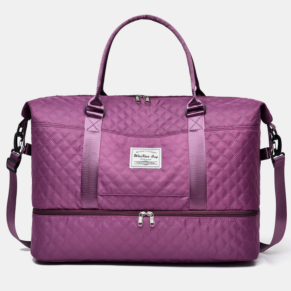 Diamond Grid Oxford Travel Bag - Lily Bloom