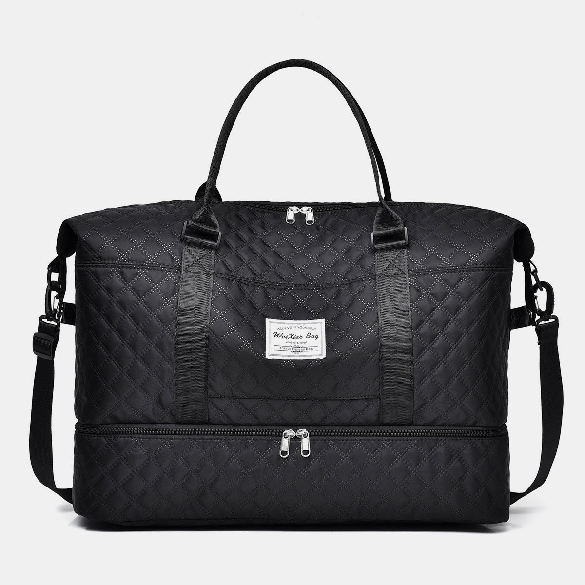 Diamond Grid Oxford Travel Bag - Lily Bloom
