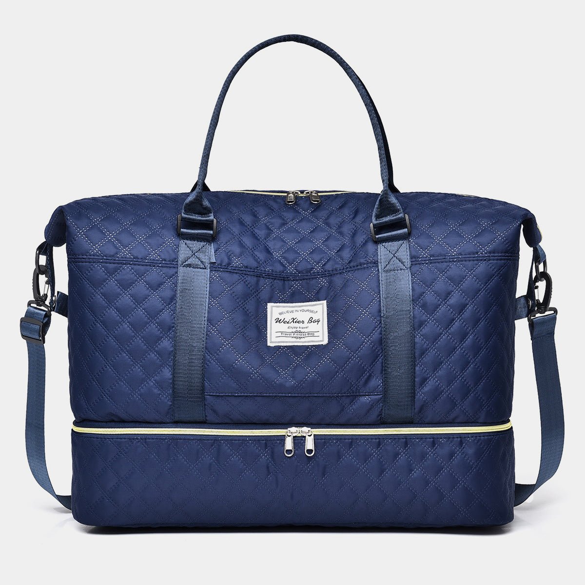 Diamond Grid Oxford Travel Bag - Lily Bloom