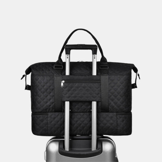 Diamond Grid Oxford Travel Bag - Lily Bloom