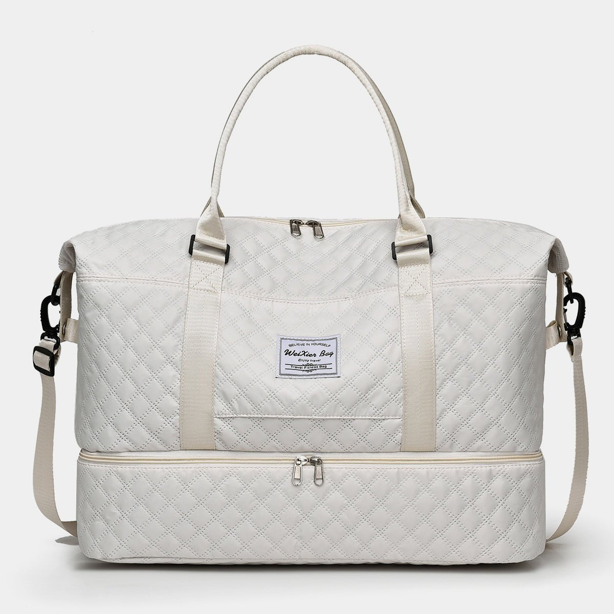 Diamond Grid Oxford Travel Bag - Lily Bloom