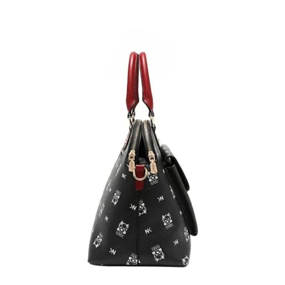 Eco-Leather Satchel Cat Dome Bag - Lily Bloom