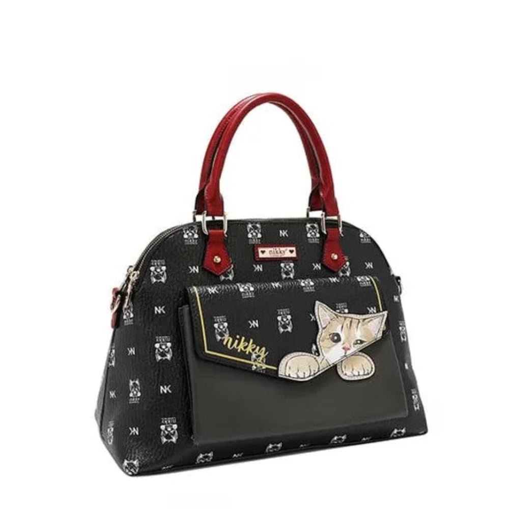 Eco-Leather Satchel Cat Dome Bag - Lily Bloom