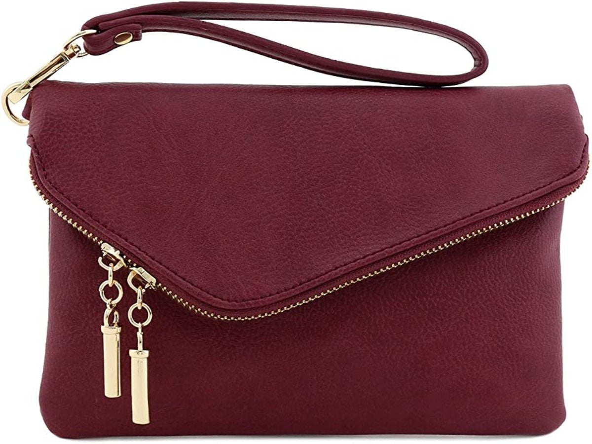 Envelope Wristlet Clutch Chain Strap Crossbody Bag - Lily Bloom