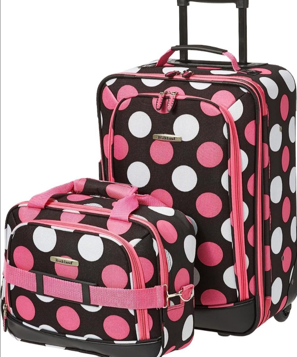 Fashion Soft - side Upright Luggage 2 - Piece 14" and 19" Set - Lily Bloom