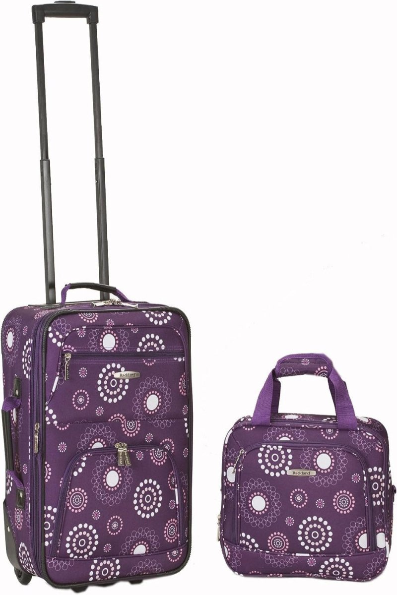Fashion Soft - side Upright Luggage 2 - Piece 14" and 19" Set - Lily Bloom