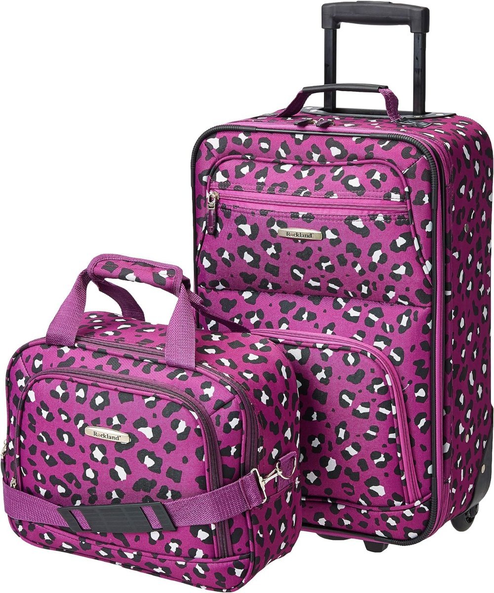 Fashion Soft - side Upright Luggage 2 - Piece 14" and 19" Set - Lily Bloom