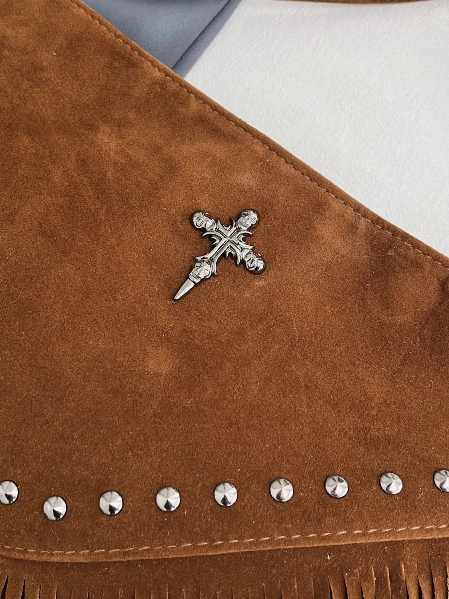 Fringe Studded Crossbody Bag - Lily Bloom