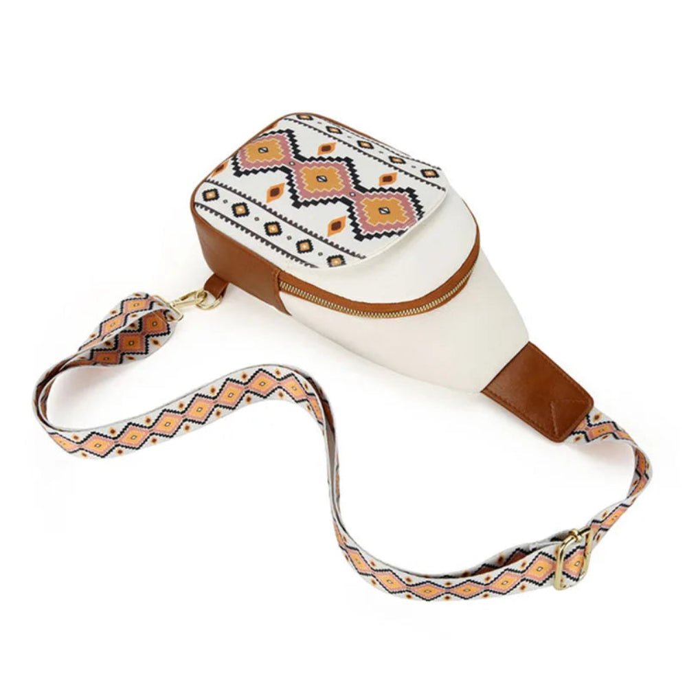 Geometric Wide Strap Crossbody Bag - Lily Bloom