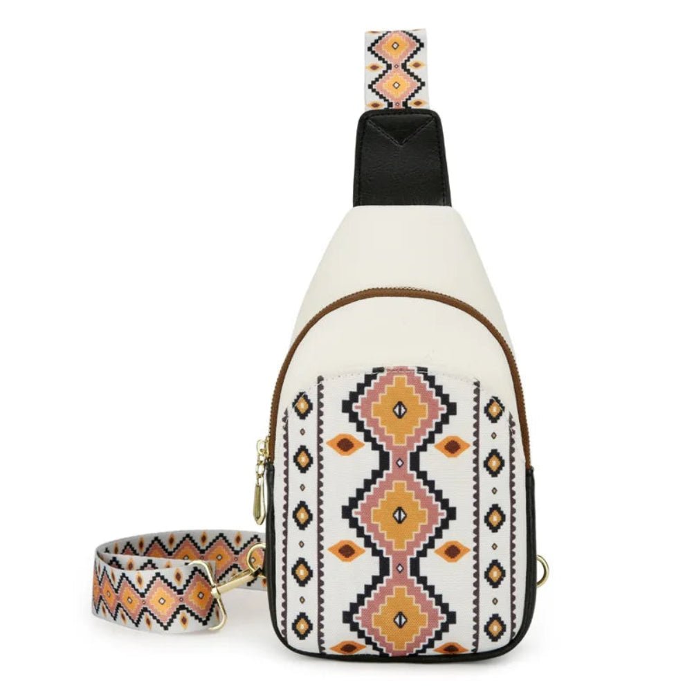 Geometric Wide Strap Crossbody Bag - Lily Bloom