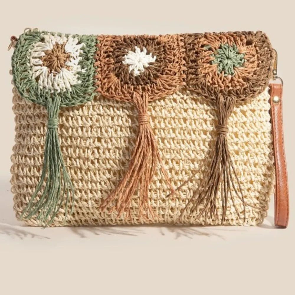 Intricate Tassel Braided Crossbody Bag - Lily Bloom