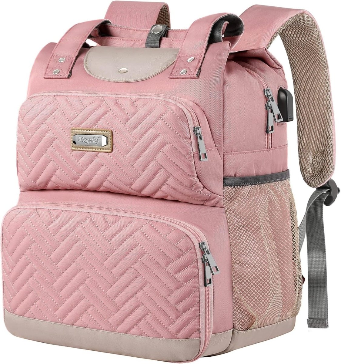 Laptop Shoulder Backpack 15.6" Waterproof Anti - theft USB Charging Port - Lily Bloom