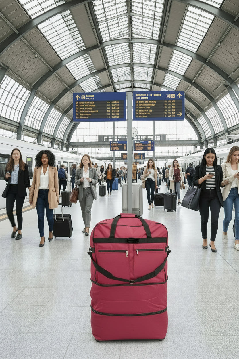 Expandable 6 Wheels Duffel Bag Spinner Suitcase Luggage - Lily Bloom