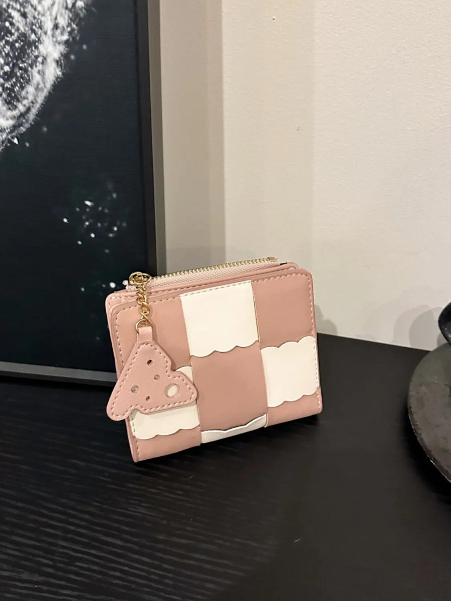 Leather Color Block Wallet - Lily Bloom