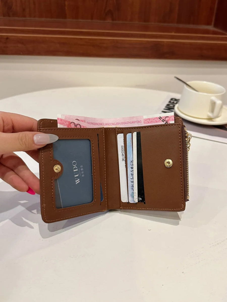 Leather Color Block Wallet - Lily Bloom