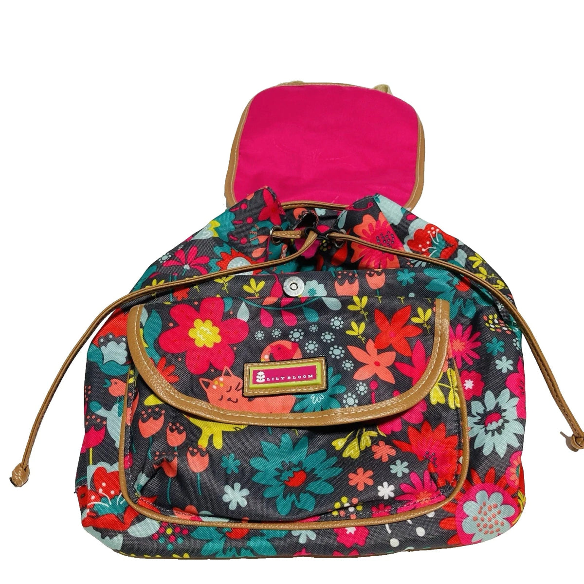 Lily Bloom Backpack Purse Drawstring Snap Closure - Lily Bloom