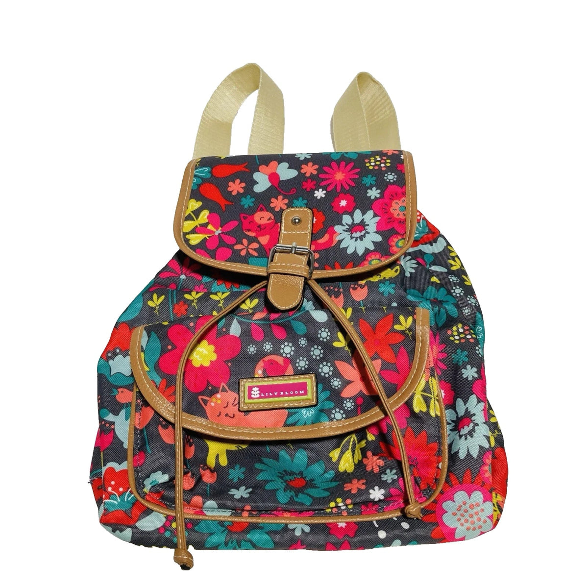 Lily Bloom Backpack Purse Drawstring Snap Closure - Lily Bloom