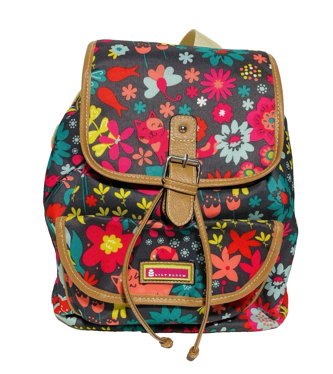 Lily Bloom Backpack Purse Drawstring Snap Closure - Lily Bloom