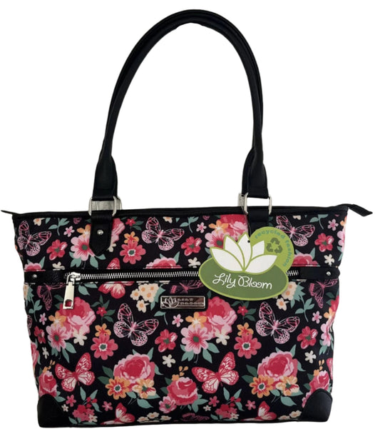 Lily Bloom Butterfly Flower Garden Tote Purse - Lily Bloom