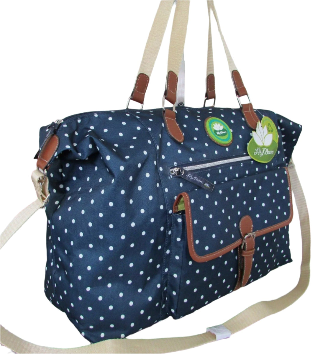 Lily Bloom Polka Dot Weekender Travel Carry - on Bag Duffel - Lily Bloom