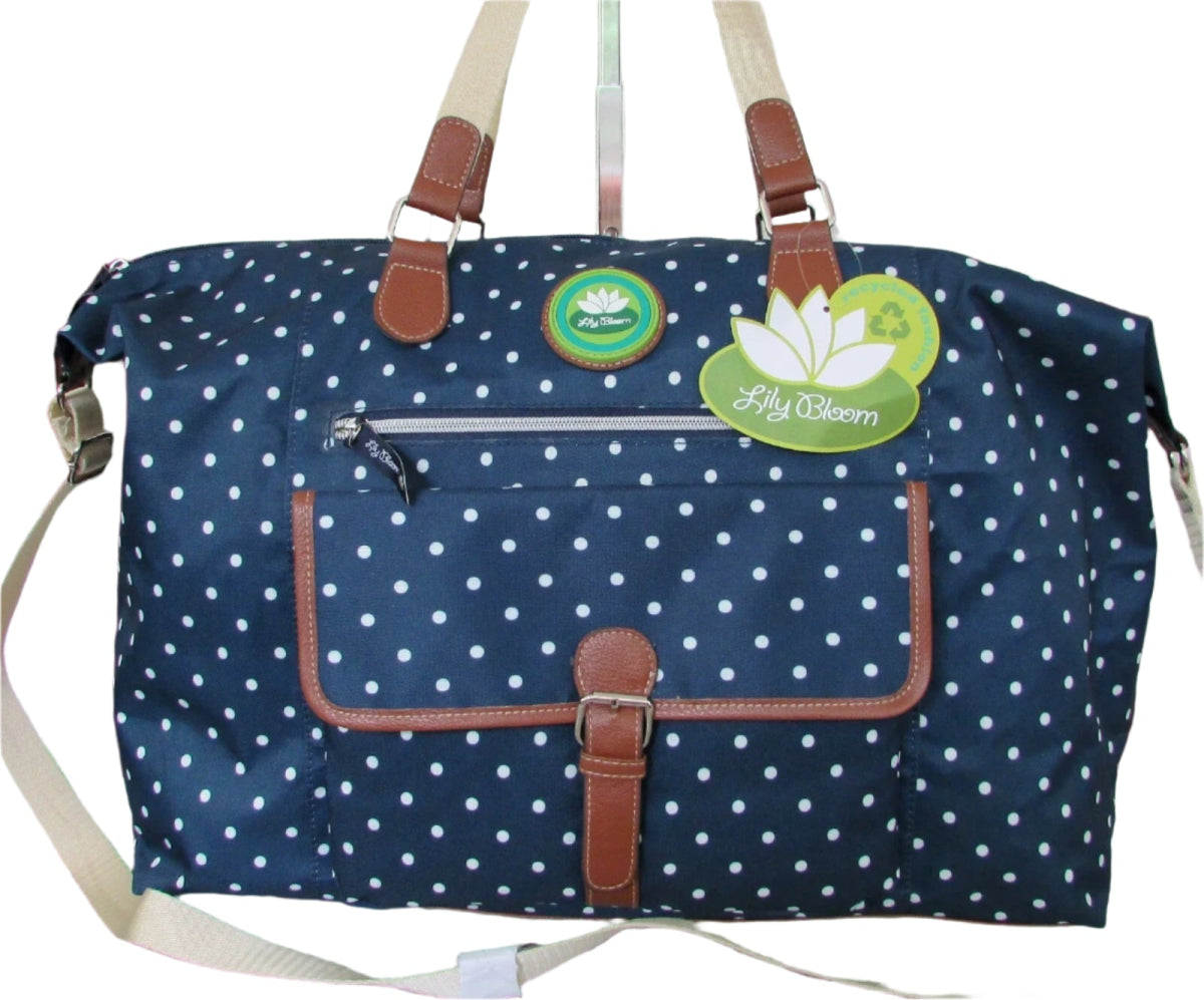 Lily Bloom Polka Dot Weekender Travel Carry - on Bag Duffel - Lily Bloom