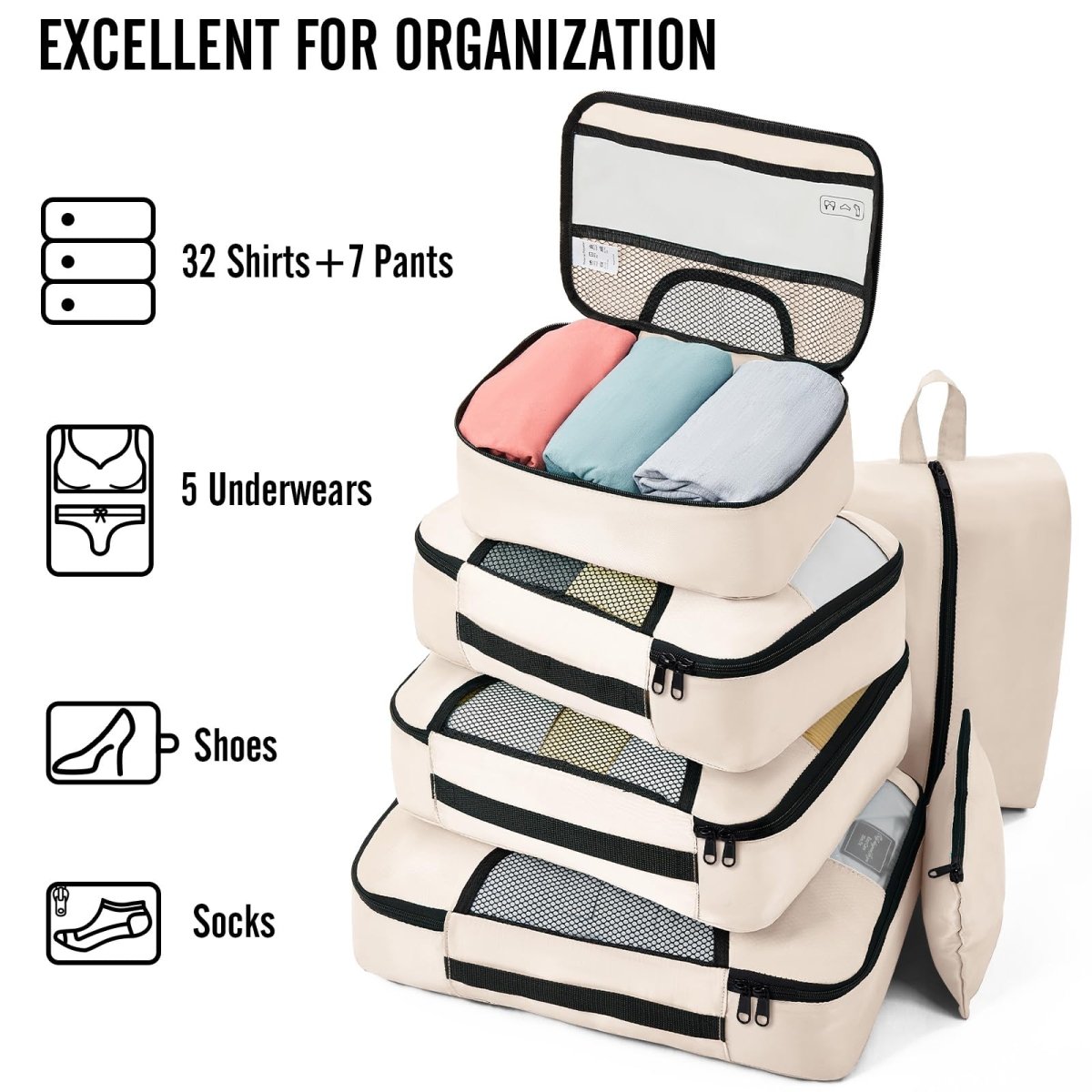 Luggage Organizer Bags 8 pcs Set - Lily Bloom