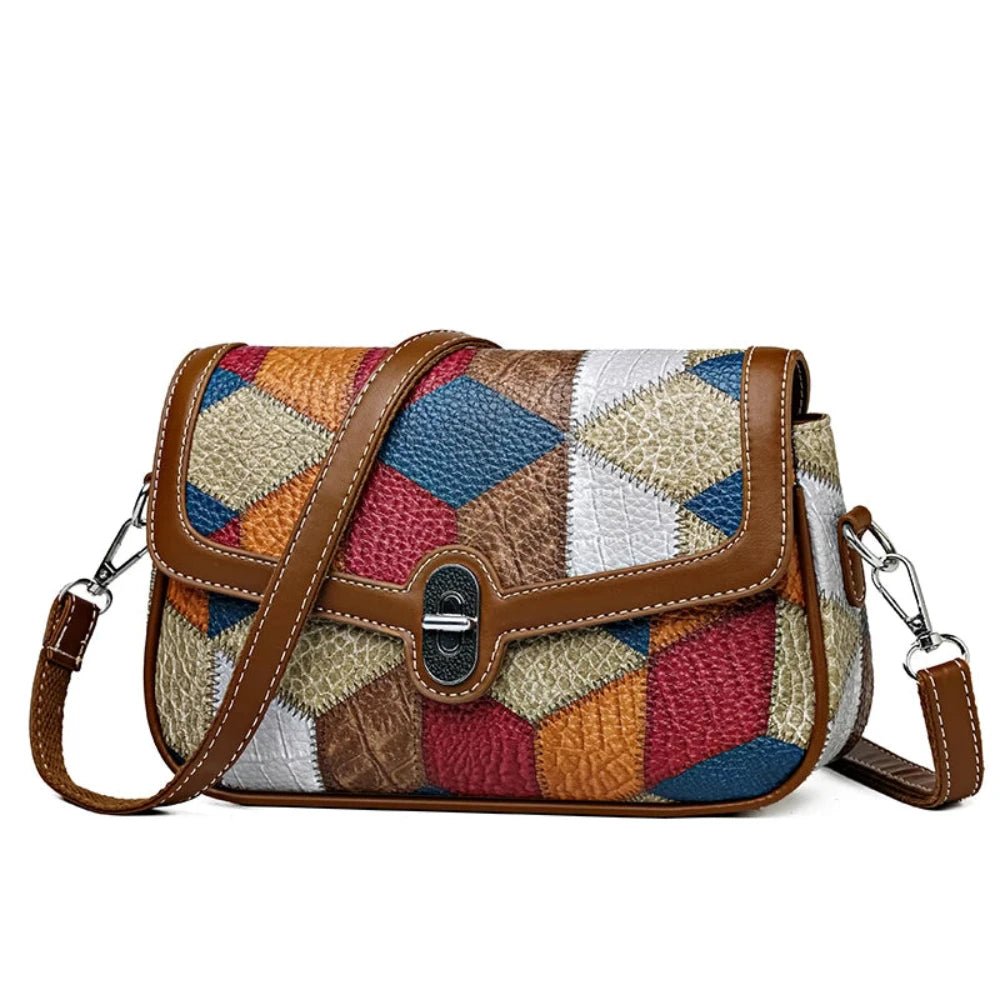 Messenger Bag Splicing Wide Shoulder Strap Crossbody Bag - Lily Bloom