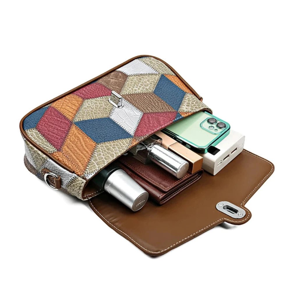 Messenger Bag Splicing Wide Shoulder Strap Crossbody Bag - Lily Bloom