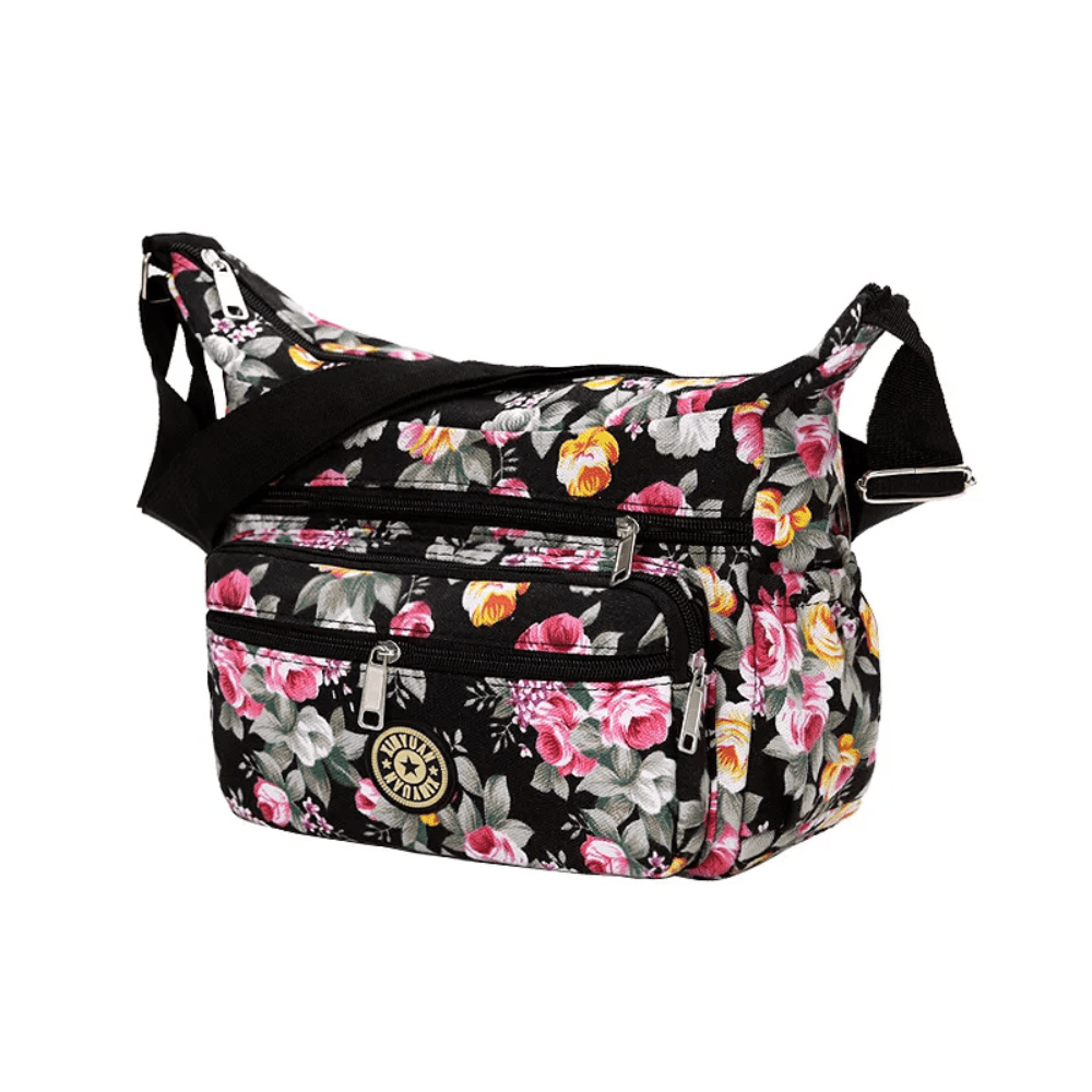 Nylon Zipper Crossbody Shoulder Bag - Lily Bloom