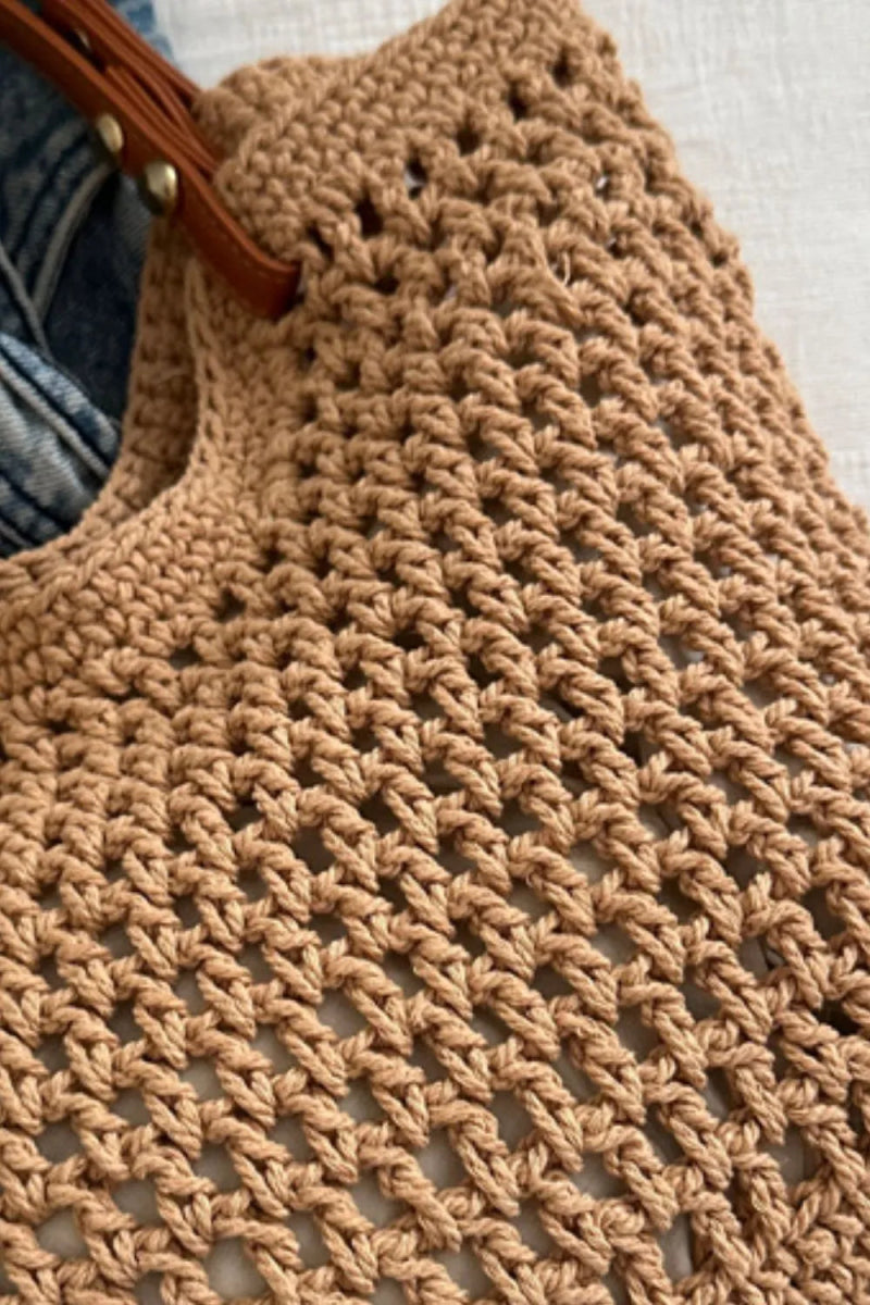 Openwork Woven Tote Bag - Lily Bloom