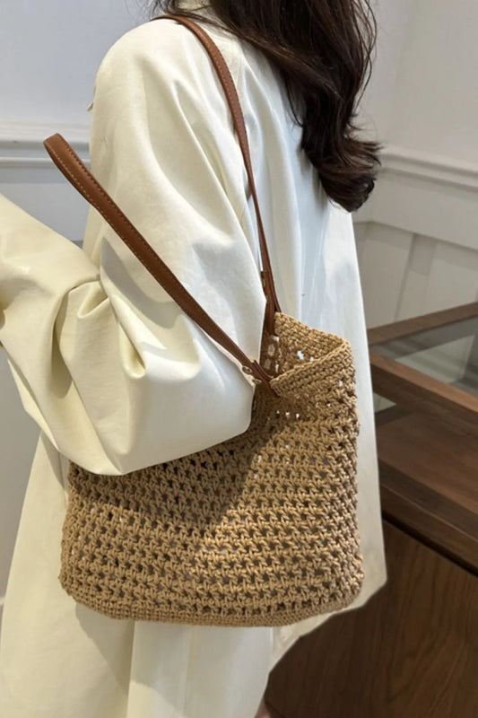 Openwork Woven Tote Bag - Lily Bloom