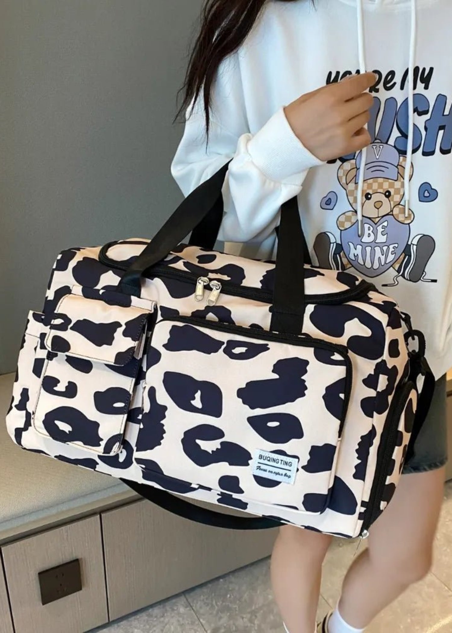 Oxford Cloth Animal Print Travel Bag - Lily Bloom