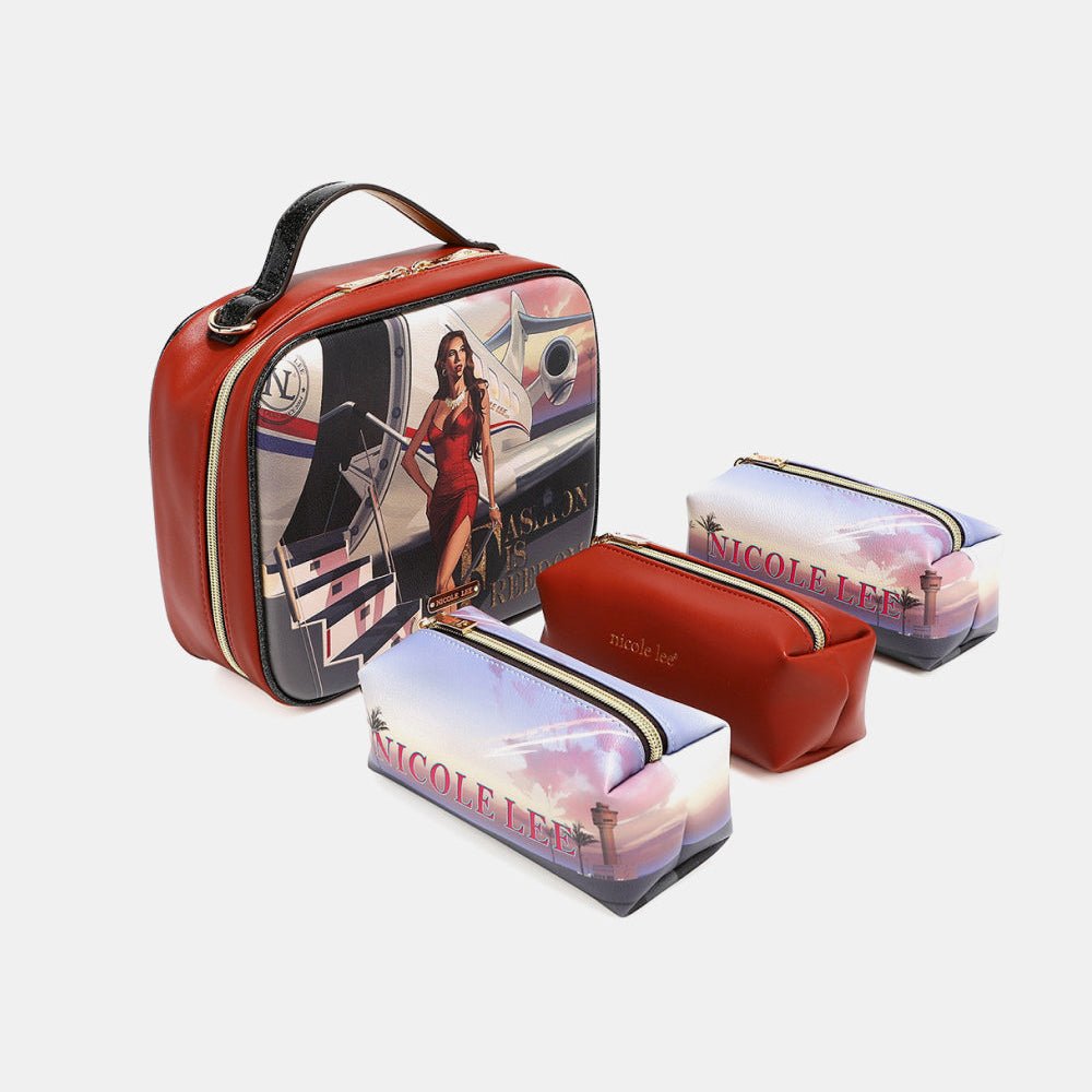Printed Handbag with Three Pouches - Lily Bloom