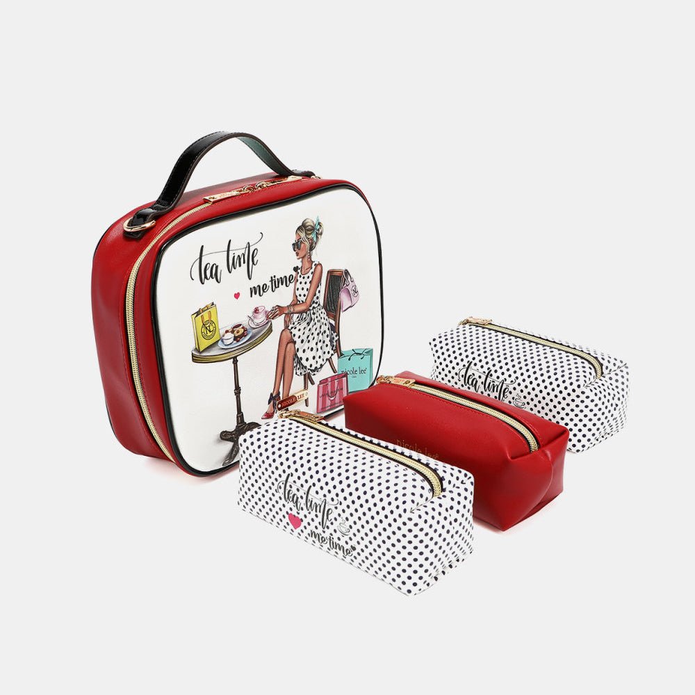 Printed Handbag with Three Pouches - Lily Bloom