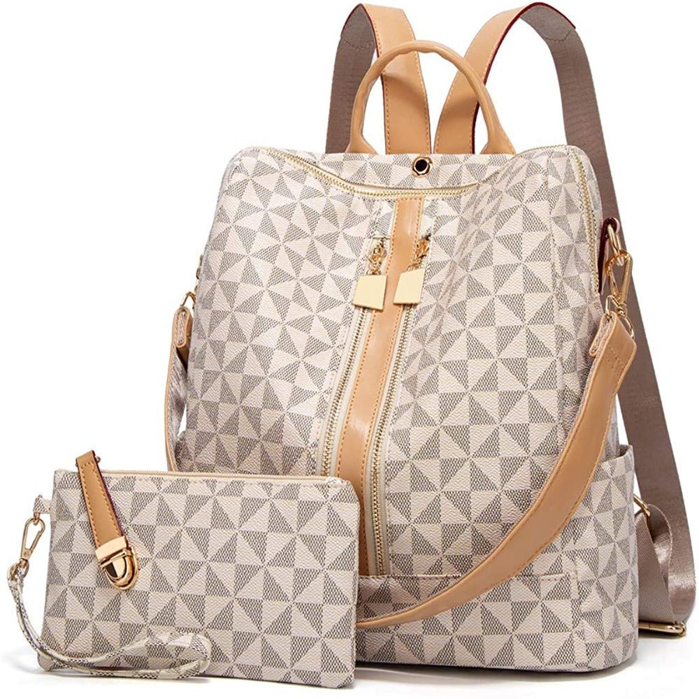 Purse Designer Satchel Leather Travel Anti Theft Shoulder Backpack Set - Lily Bloom